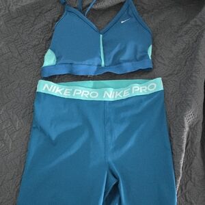 Nike Pro Blue and Aqua Workout Set